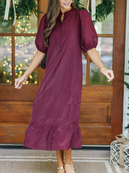 Light Burgundy Textured Midi Dress