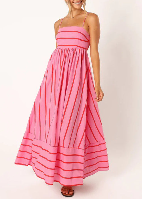 Striped Suspender Maxi Dress