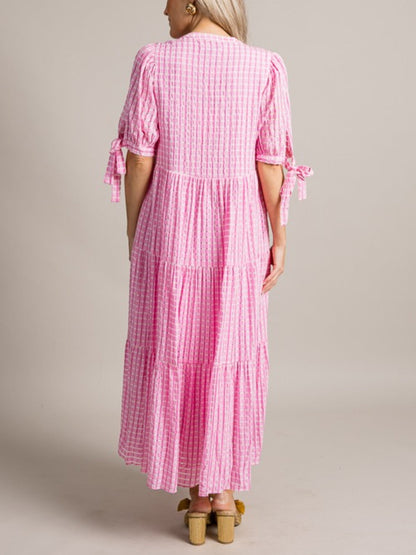 TONAL GINGHAM MIDI DRESS