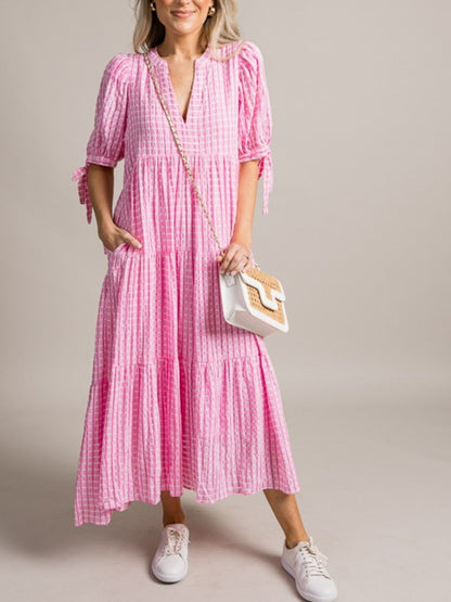 TONAL GINGHAM MIDI DRESS