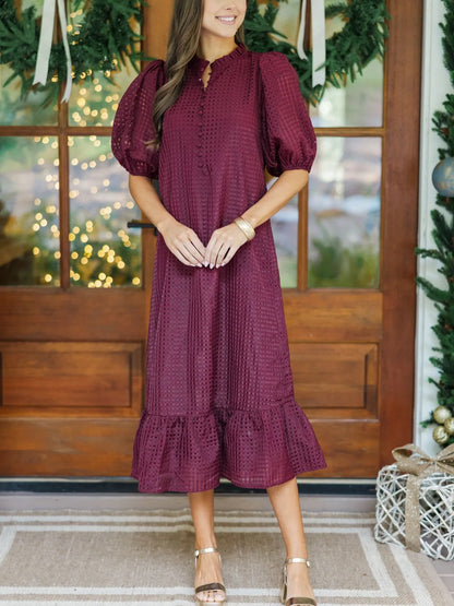 Light Burgundy Textured Midi Dress