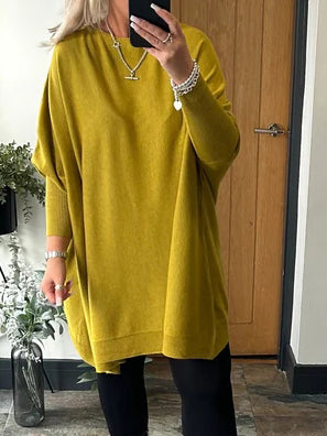 Round Neck Oversize Knitted Long Sleeve Top