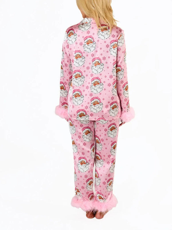 Christmas printed fashionable pajamas two-piece set